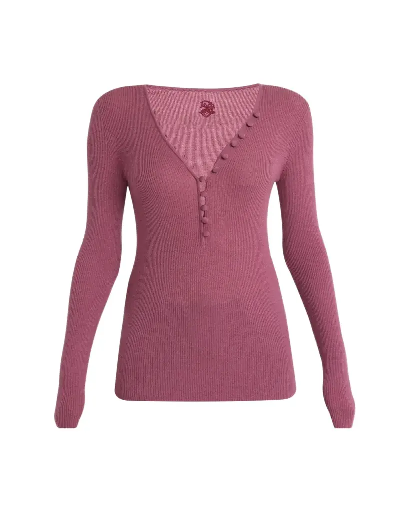 Chloe Ribbed Wool Henley