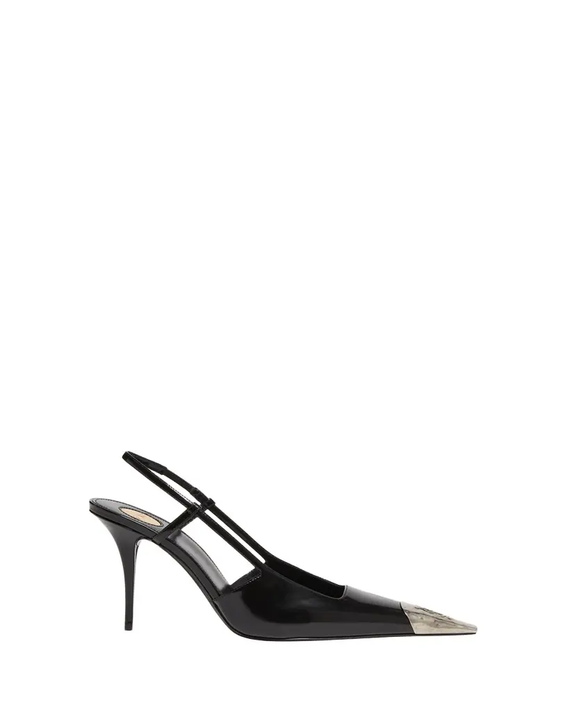 Saint Laurent 90mm Jeanne Leather Slingback Pumps