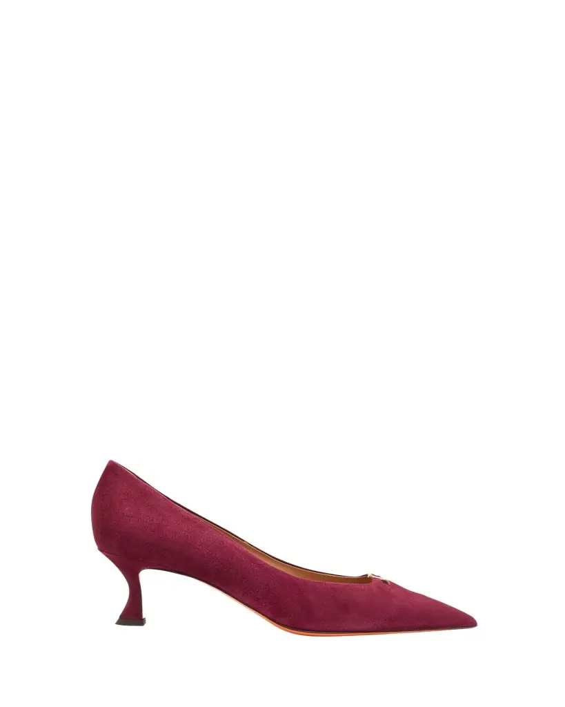 Santoni 55mm Suede Buckle Mid-Heel Pumps