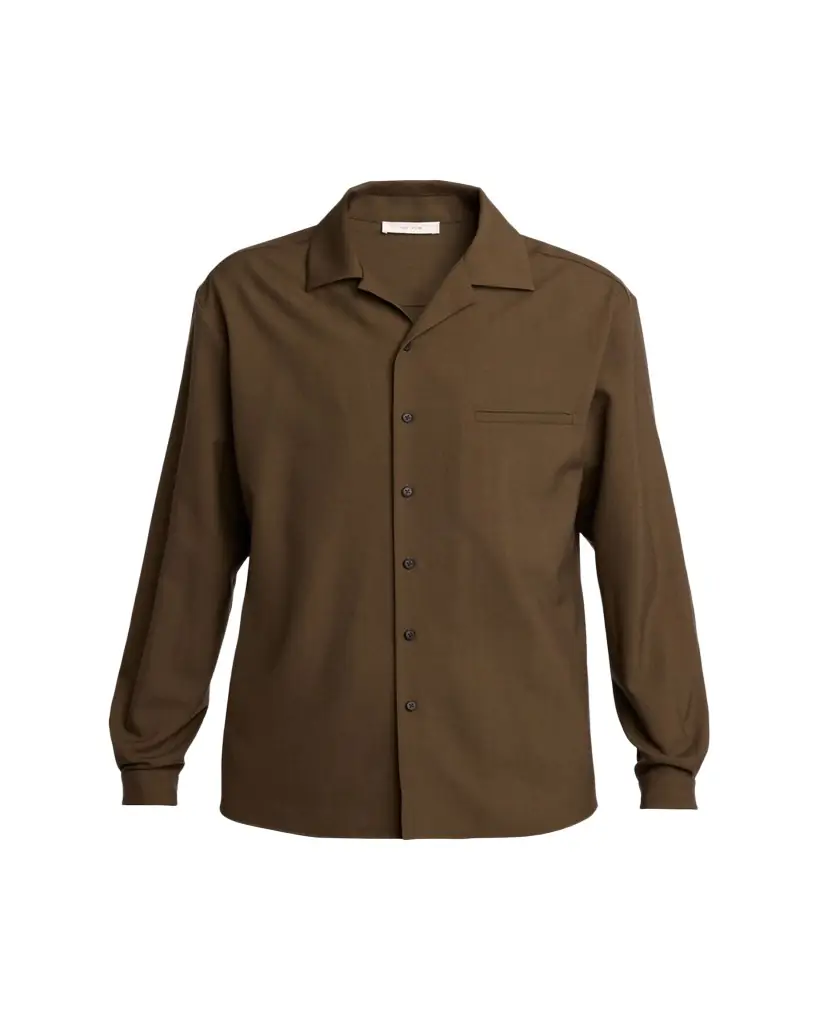 THE ROW Men's Kanta Wool Notch-Collar Button-Down Shirt