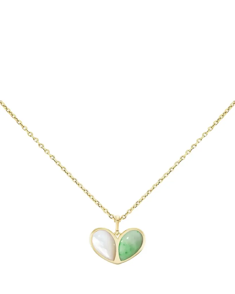 Gemella Jewels 18K Yellow Gold Sweetheart Mother of Pearl and Jade Necklace