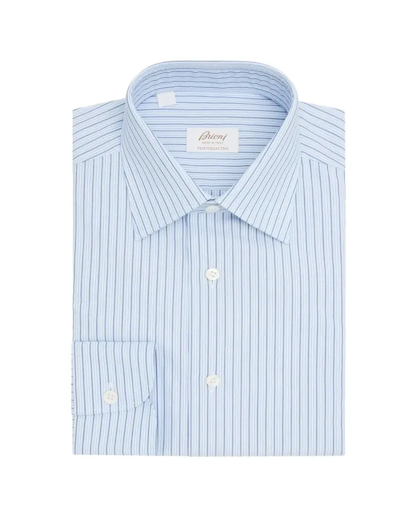 Brioni Men's Ventiquattro Cotton Multi-Stripe Dress Shirt