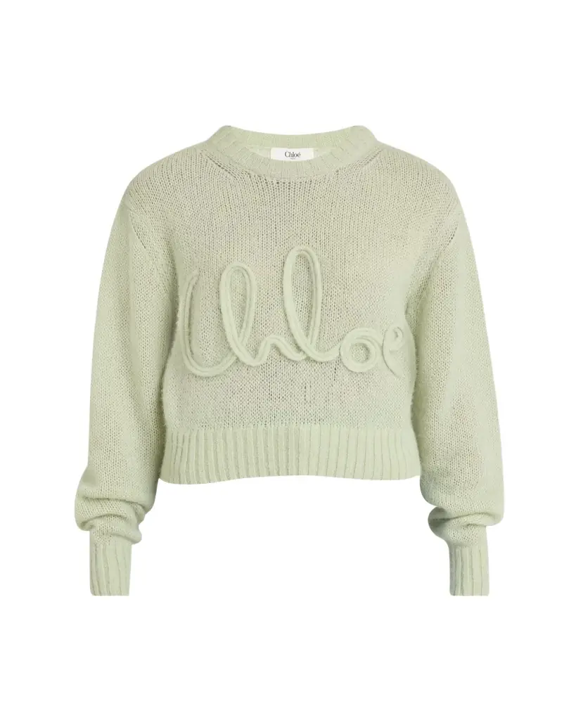 Chloe Logo Embroidered Alpaca Wool Sweater