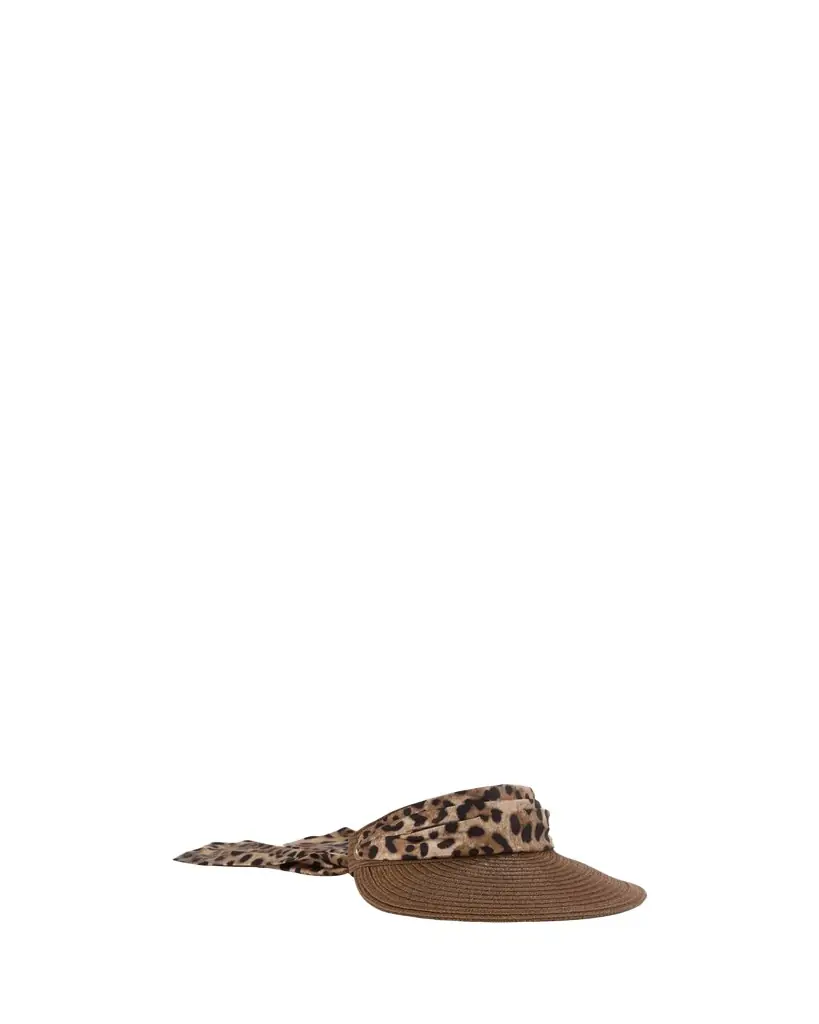Eugenia Kim Ricky Packable Hemp Visor with Animal-Print Sash