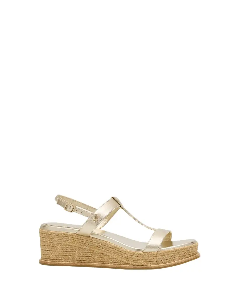 Jimmy Choo 60mm Thea Metallic Leather Wedge Sandals