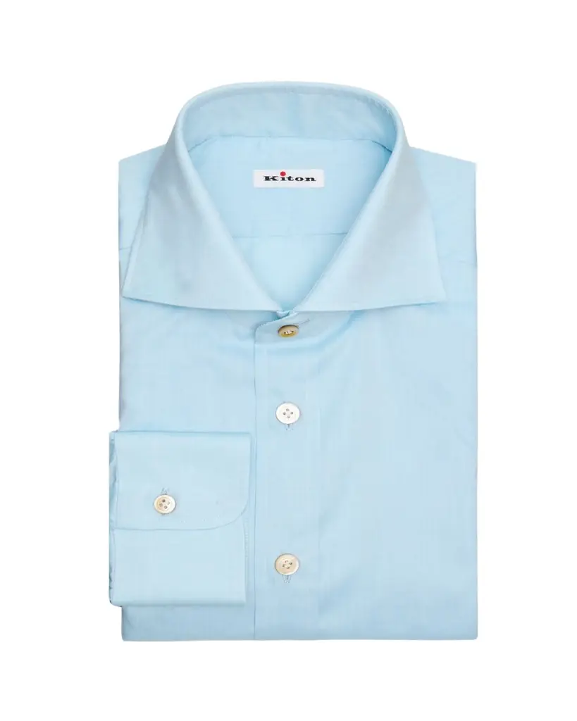 Kiton Men's Cotton Voile Spread Collar Dress Shirt