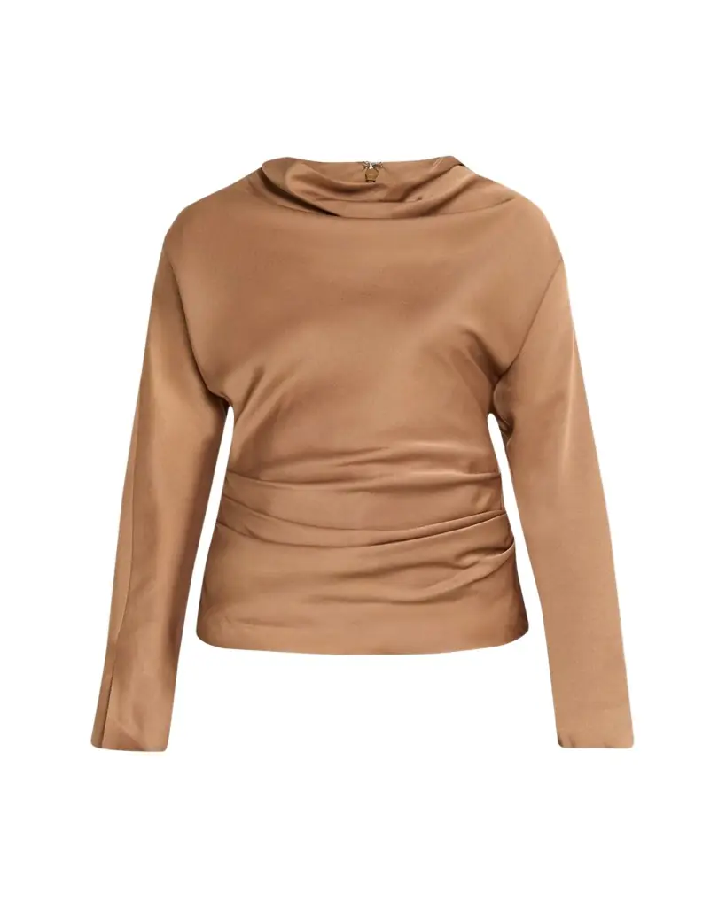 SIMKHAI Victoria Draped Long-Sleeve Blouse