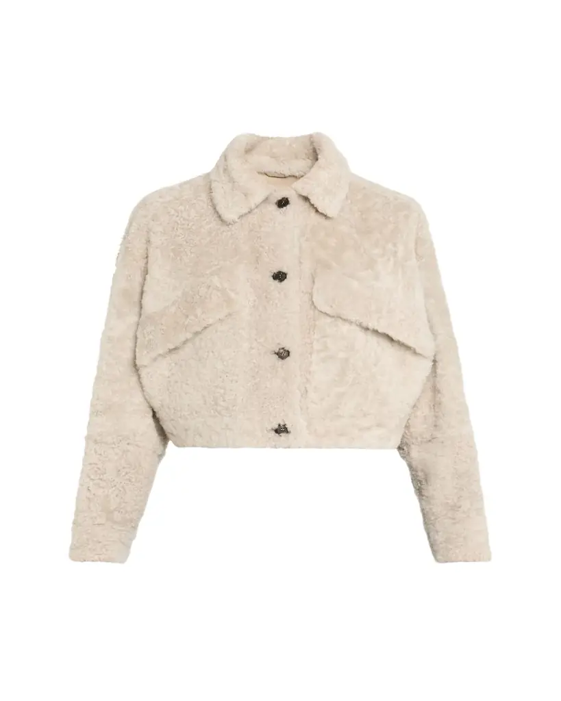 Brunello Cucinelli Lamb Shearling Cropped Jacket