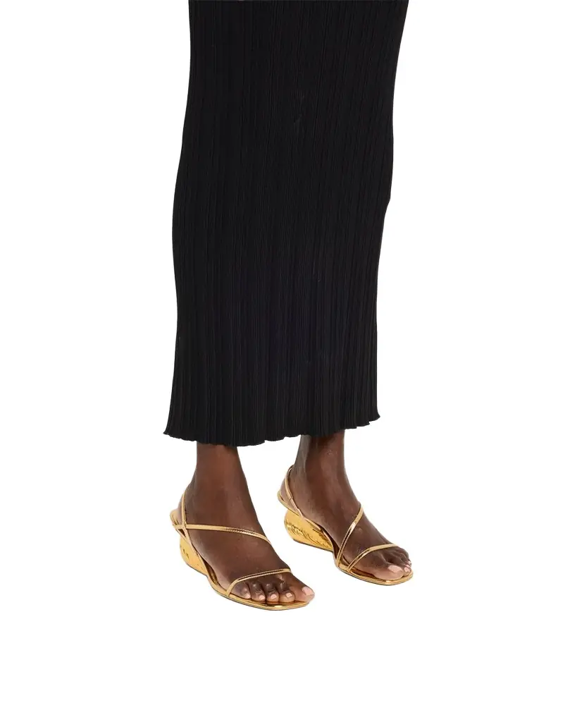 SIMKHAI Bridget Metallic Wedge Strappy Sandals
