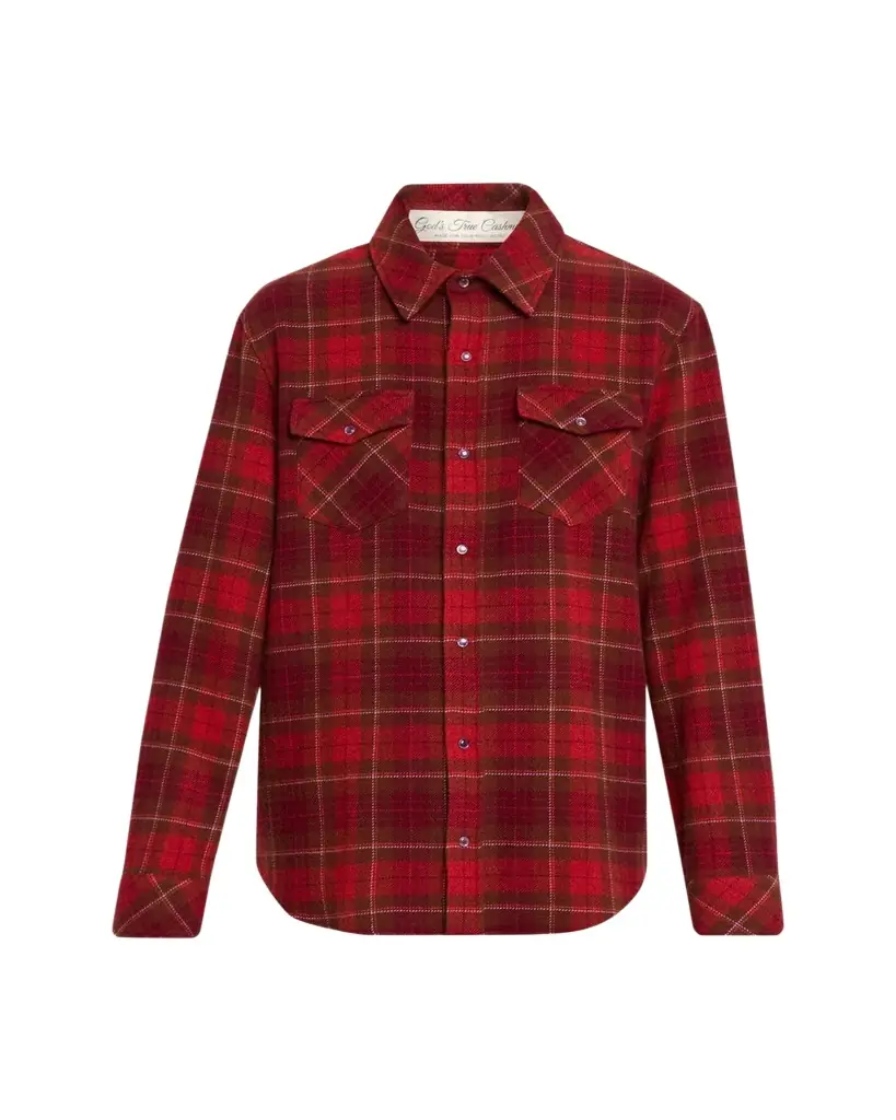 God's True Cashmere Love Tartan Cashmere Flannel Shirt
