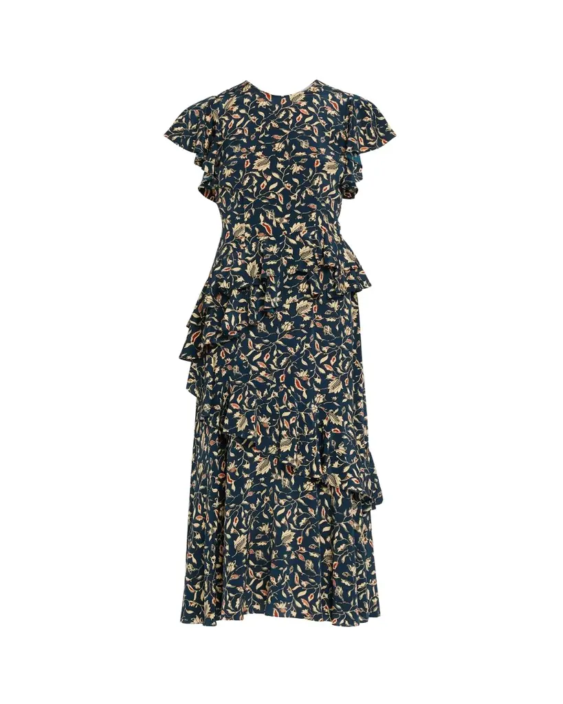 Ulla Johnson Amaia Cascading Ruffle Midi Dress