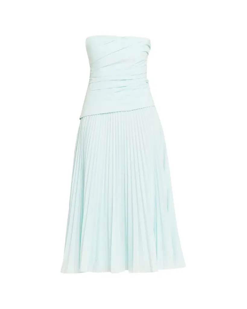 SIMKHAI Arie Strapless Pleated Maxi Dress