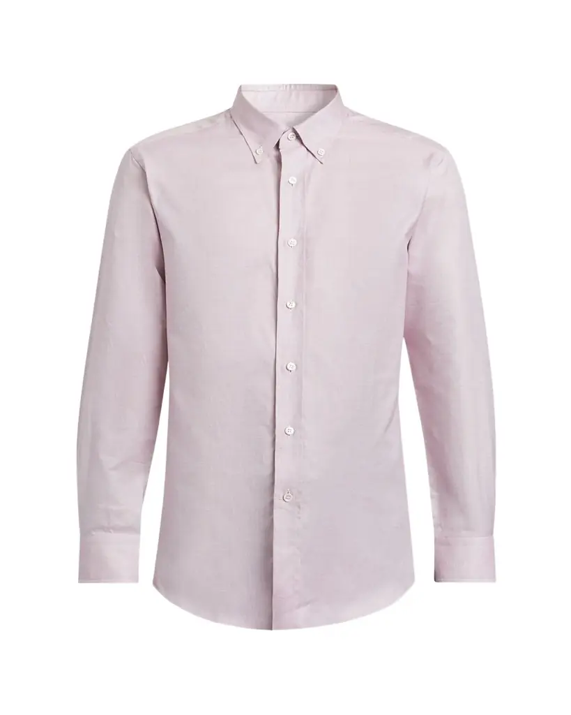 Brioni Men's Textured Cotton Button-Collar Dress Shirt