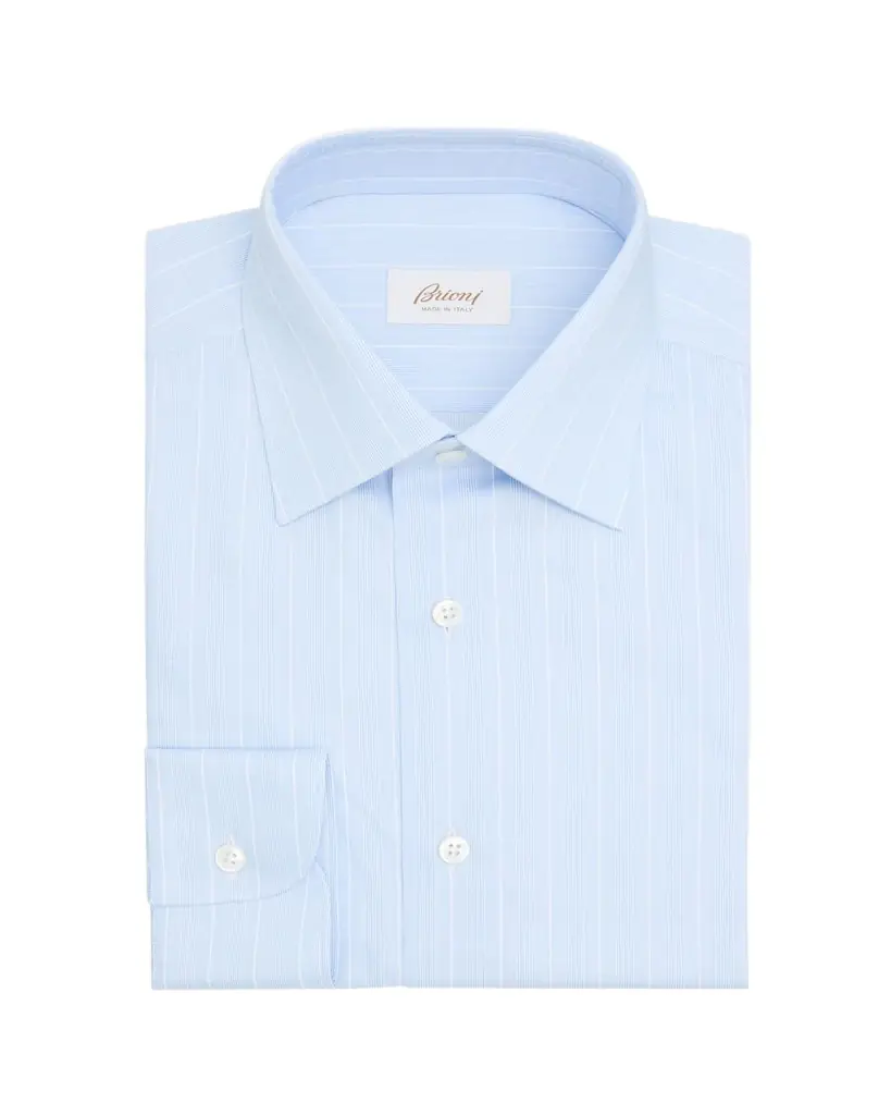 Brioni Men's Cotton Multi-Stripe Point Collar Dress Shirt