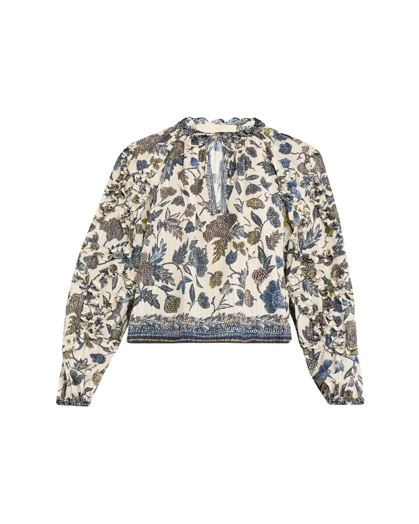 Ulla Johnson Azrou Floral Long-Sleeve Ruffle Blouse