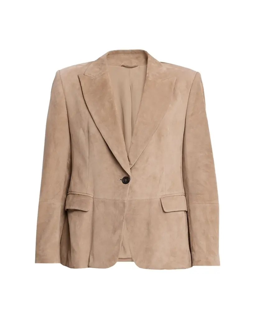 Brunello Cucinelli Suede Single-Breasted Blazer Jacket
