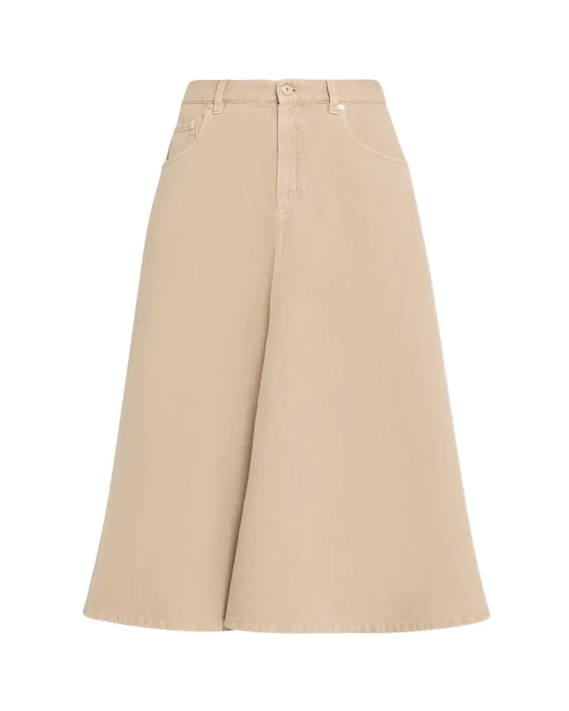 Brunello Cucinelli Denim Fit-&-Flare Midi Skirt