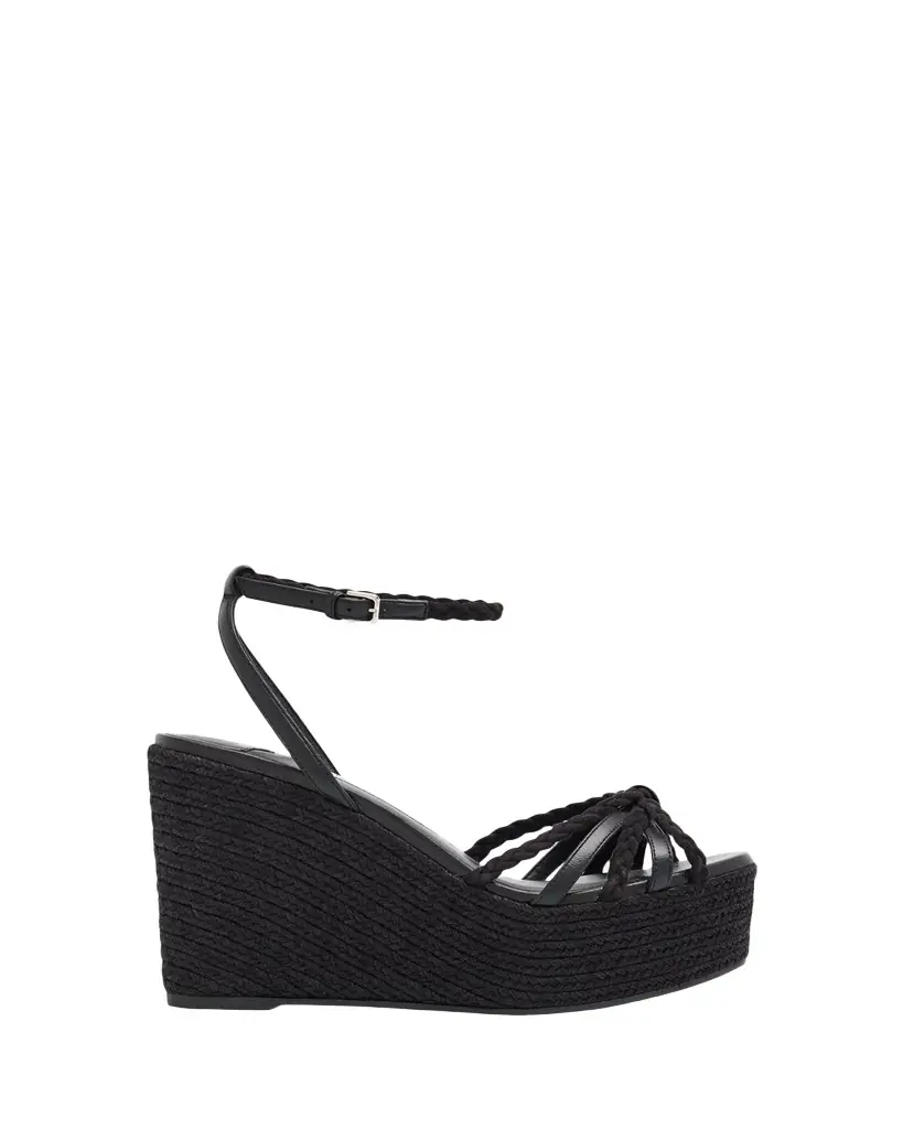 Jimmy Choo 100mm Dree Leather Espadrille Wedge Sandals