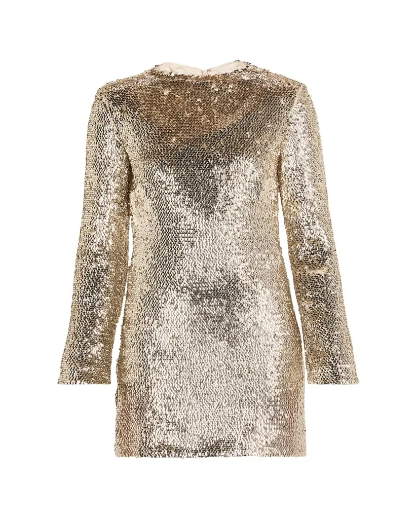 SIMKHAI Opal Sequined Long-Sleeve Mini Dress
