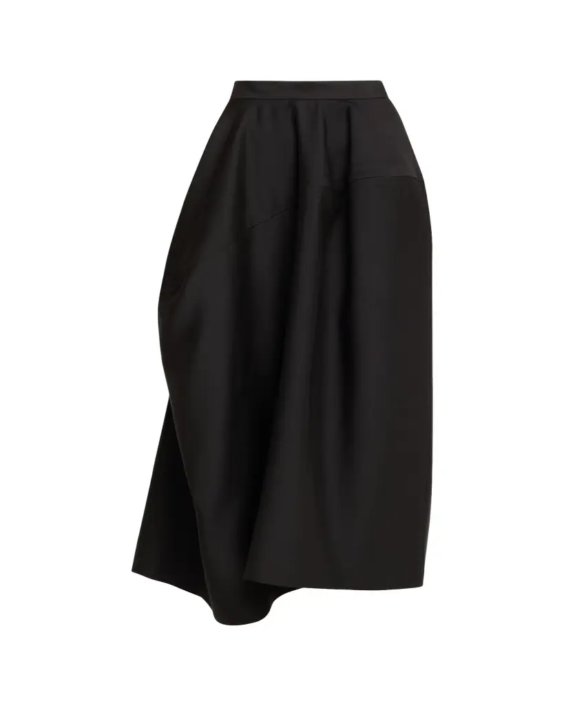 Heirlome Karla Asymmetric Silk-Wool Faille Ankle Skirt