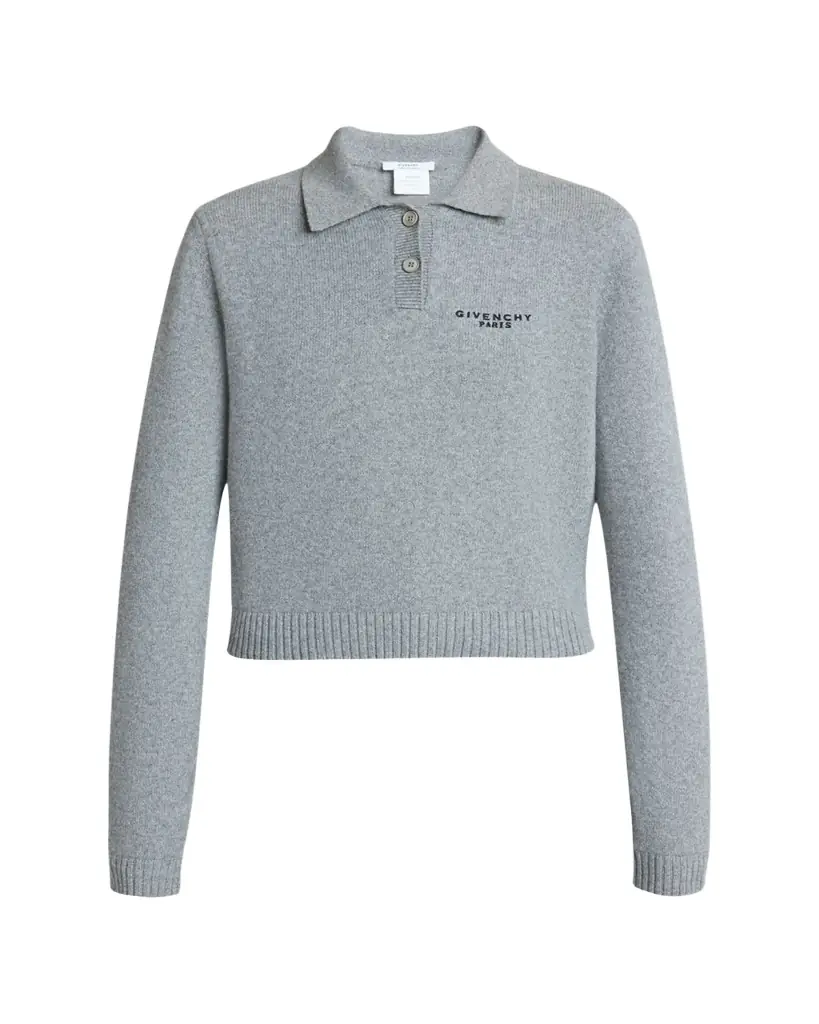 Givenchy Logo Embroidered Wool-Cashmere Polo Sweater