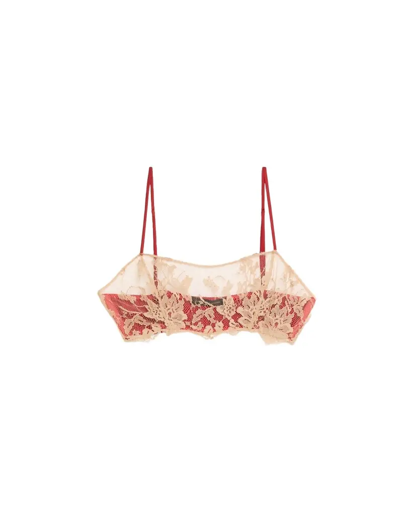 Kiki De Montparnasse Orchid Floral Lace & Stretch Silk Bandeau Bra