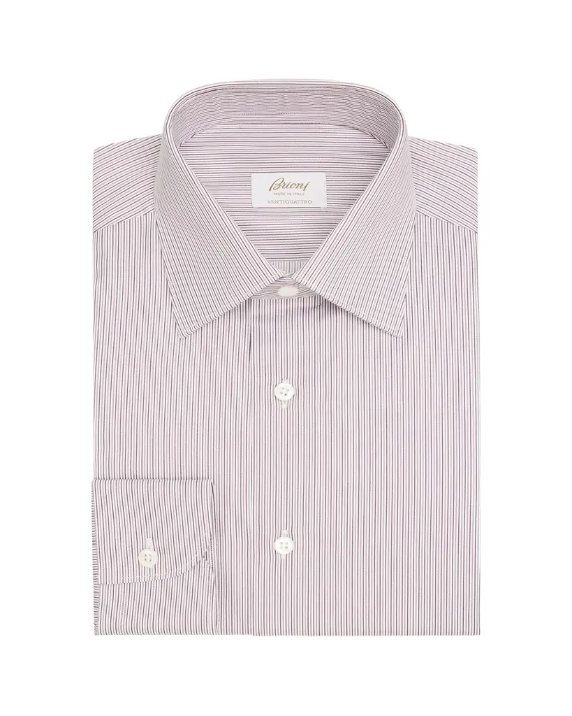 Brioni Men's Ventiquattro Cotton Multi-Stripe Dress Shirt