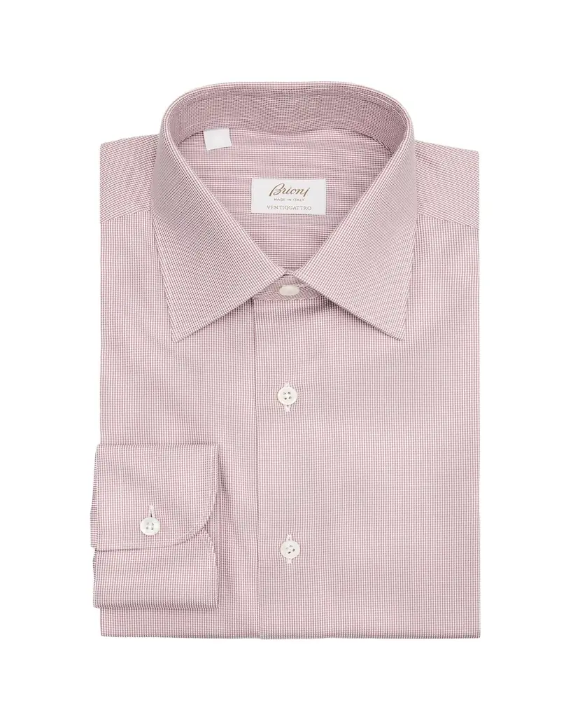 Brioni Men's Ventiquattro Cotton Micro-Houndstooth Dress Shirt