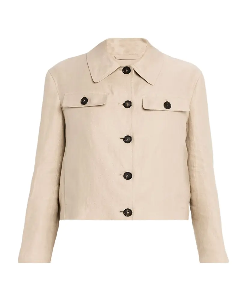 Brunello Cucinelli Structured Linen Twill Single-Breasted Shirt Jacket