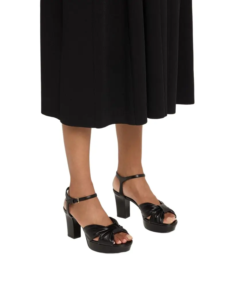 Jimmy Choo Heloise Leather Knot Platform Sandals