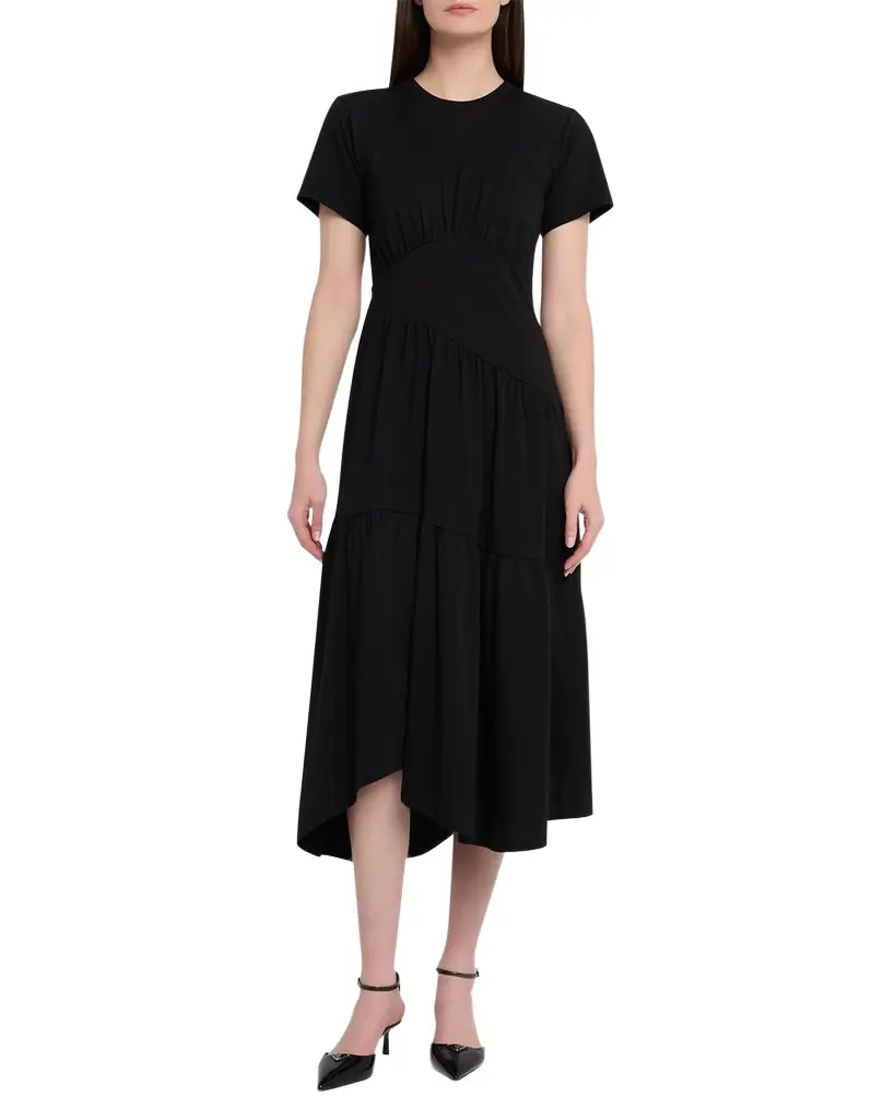 FRAME Short-Sleeve Gathered Maxi Dress