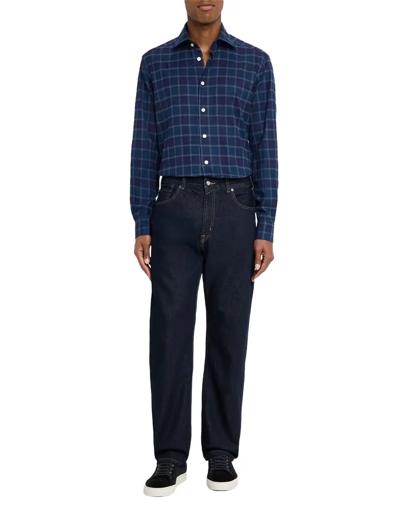 Kiton Men's Plaid Button-Front Shirt