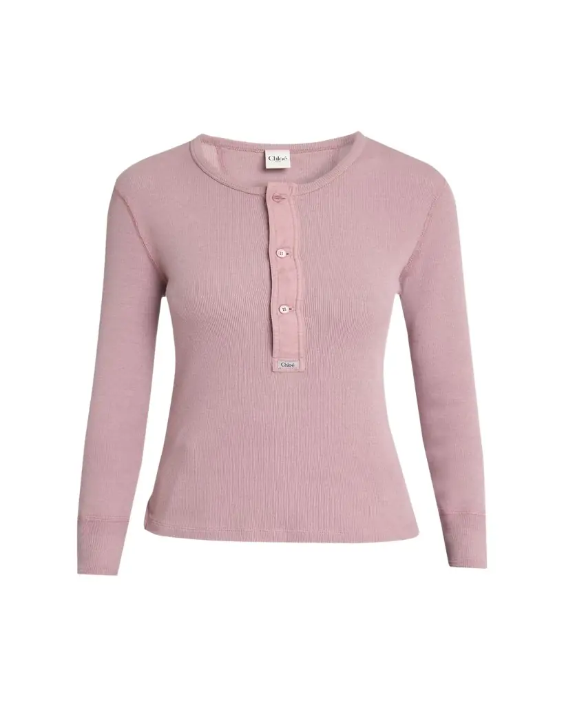 Chloe Flatlock Ribbed Jersey Henley Shirt