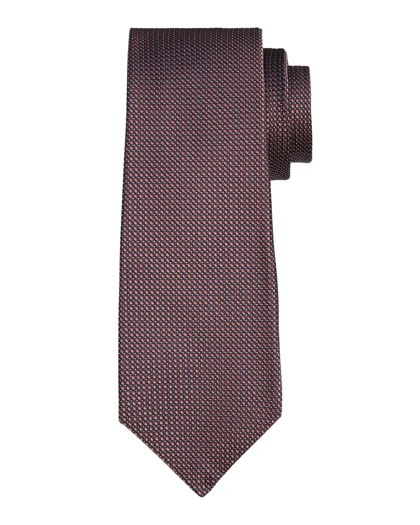Kiton Men's Silk Geometric Jacquard Seven-Fold Tie