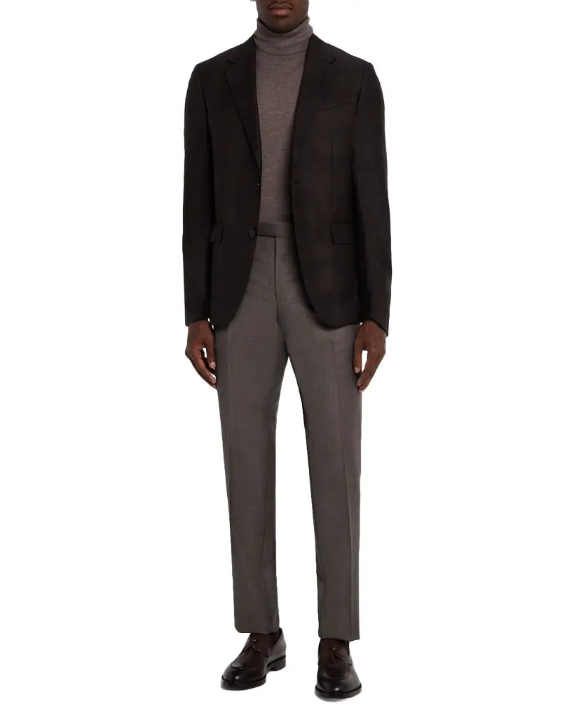 ZEGNA Men's Cashmere and Silk Tonal Plaid Sport Coat