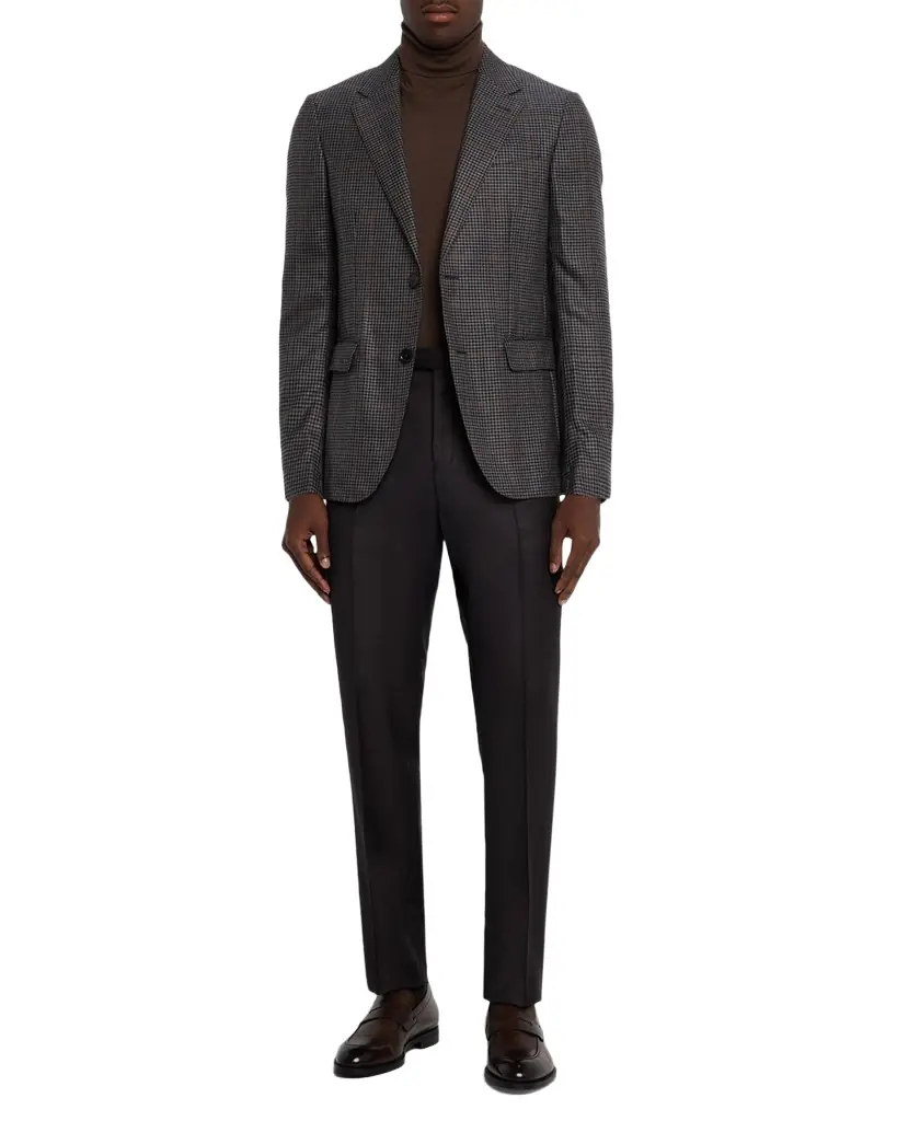 ZEGNA Men's Cashmere and Silk Houndstooth Check Sport Coat