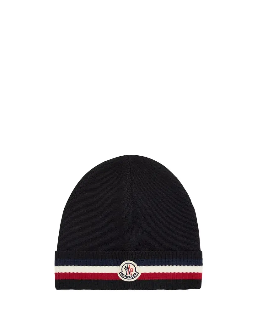 Moncler Men's Wool Tricolor Wool Knit Beanie Hat