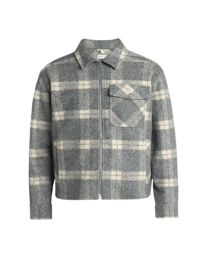 Moncler Men's Tartan Full-Zip Shirt Jacket