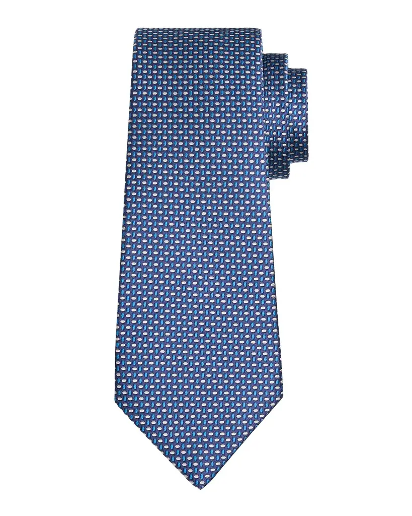 Kiton Men's Silk Woven Ovals Seven-Fold Tie
