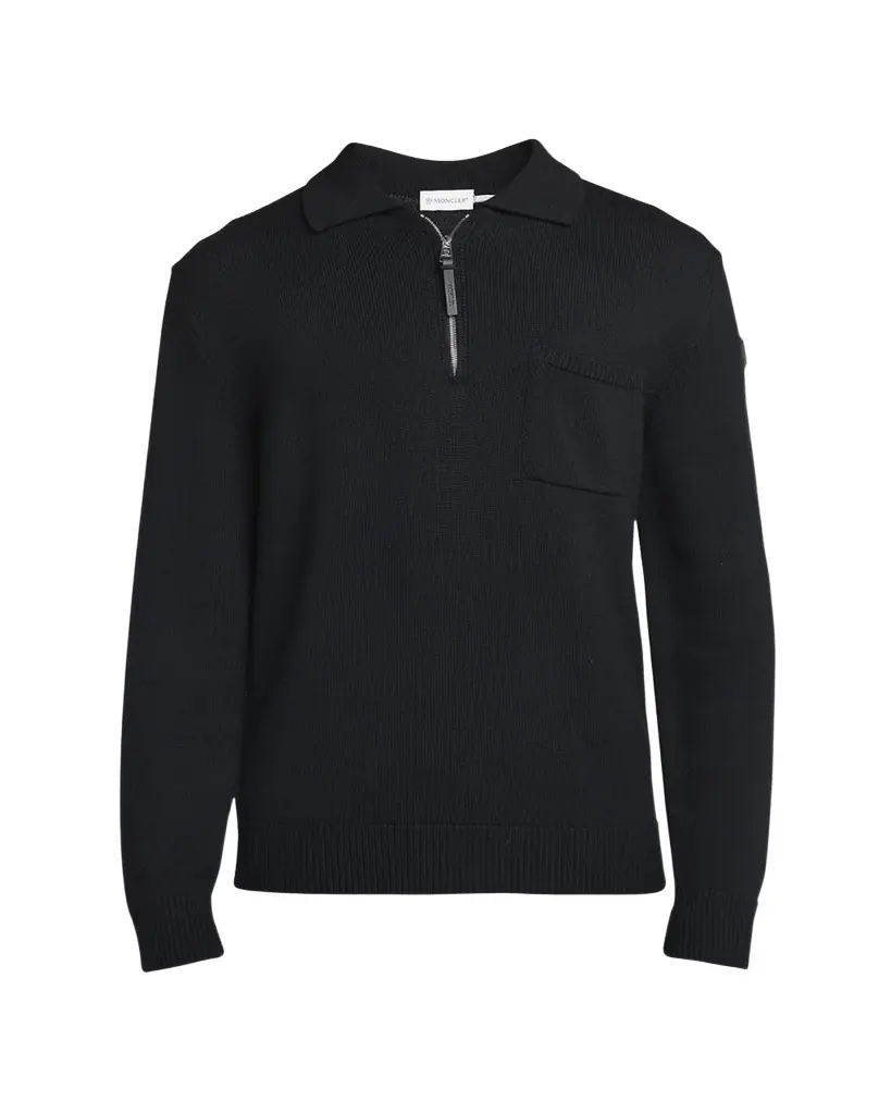 Moncler Men's Long-Sleeve Zip Polo Sweater