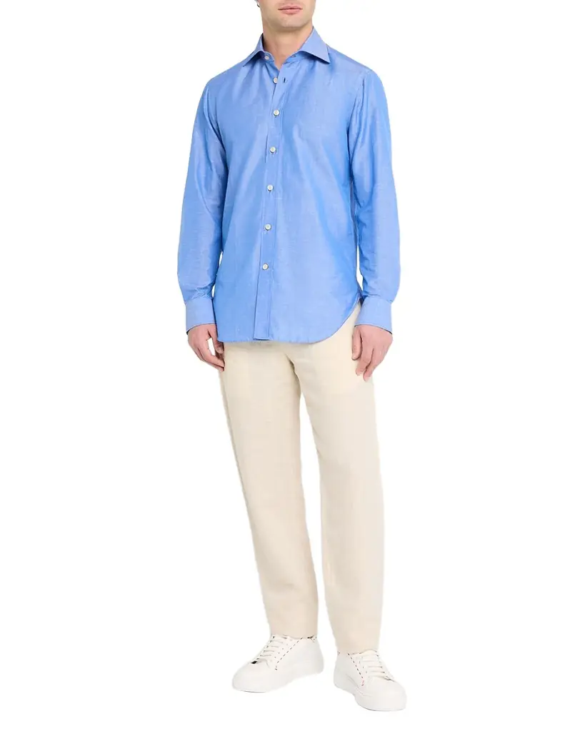 Kiton Men's Heathered Cotton Dress Shirt