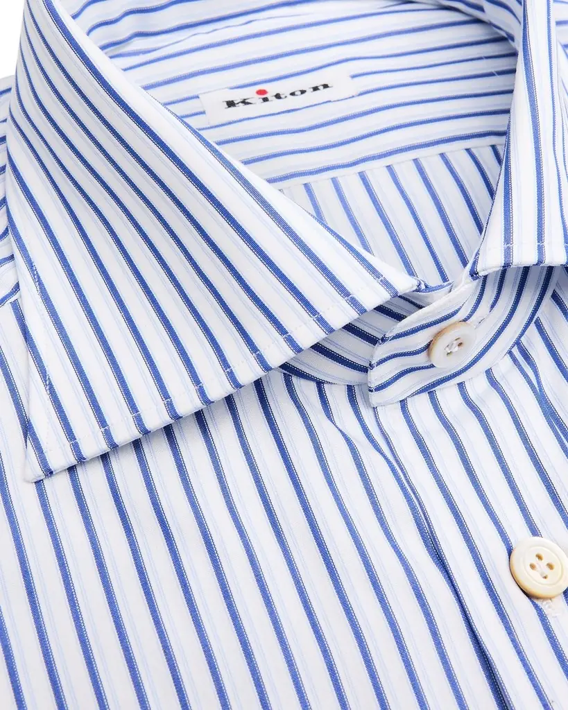 Kiton Men's Cotton Multi-Stripe Point Collar Dress Shirt