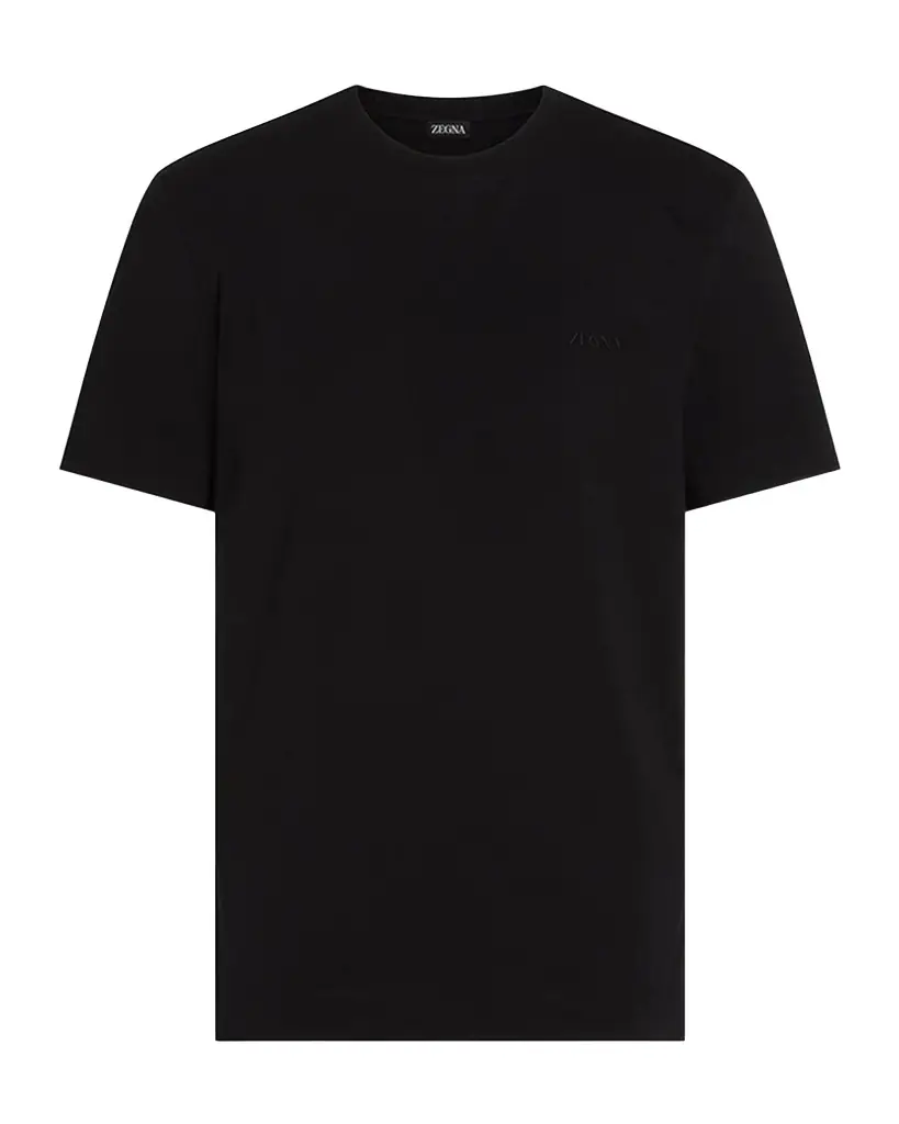 ZEGNA Men's Cotton Jersey Tonal Logo T-Shirt