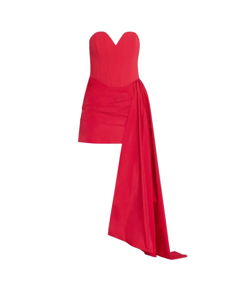 REBECCA VALLANCE Zarya Strapless Draped Bustier Mini Dress