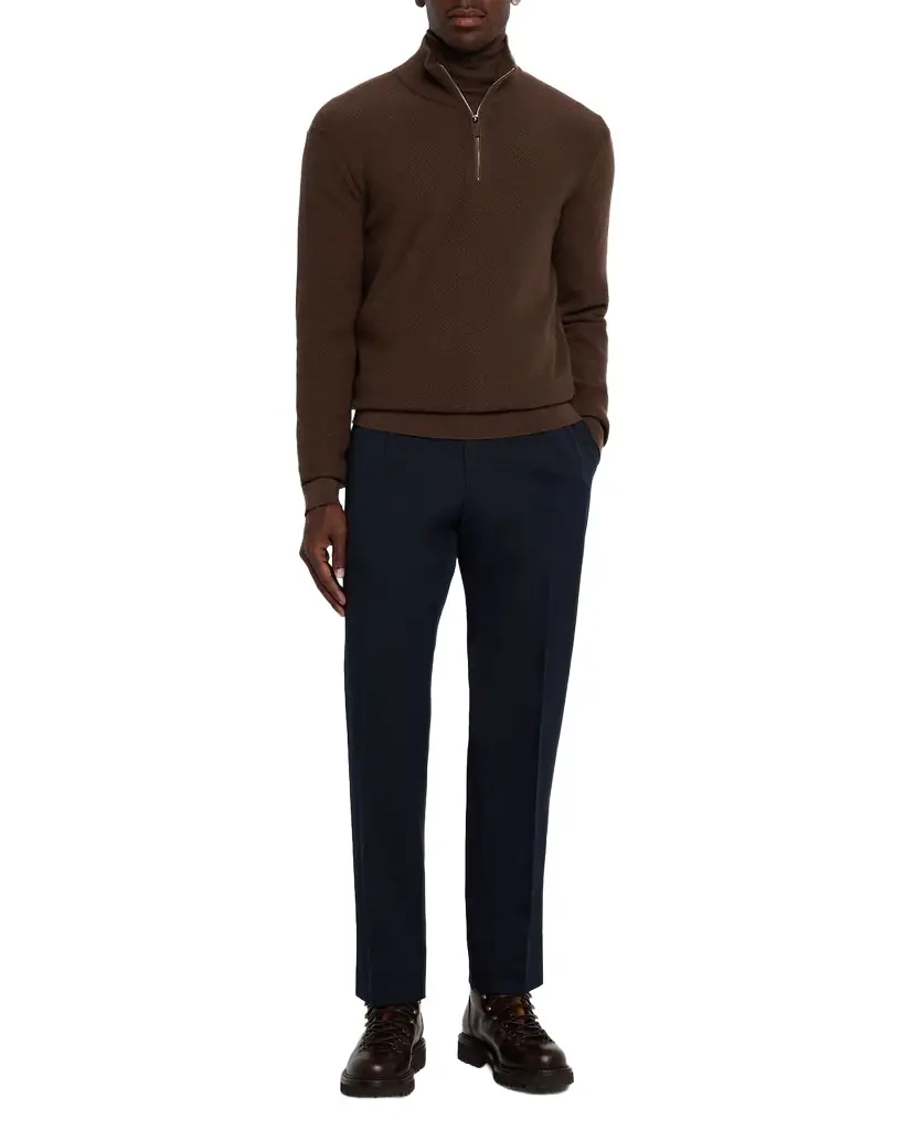 ZEGNA Men's Cashmere Waffle-Knit Quarter-Zip Sweater