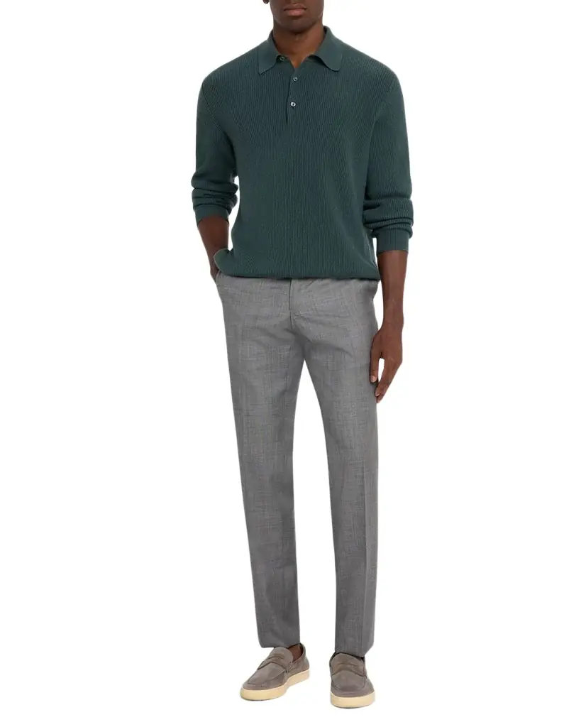 Kiton Men's Wool Twill Flat-Front Trousers