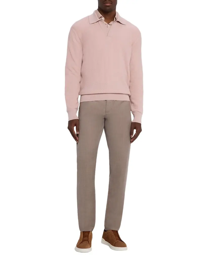 ZEGNA Men's Oasi Cashmere Johnny Collar Polo Sweater