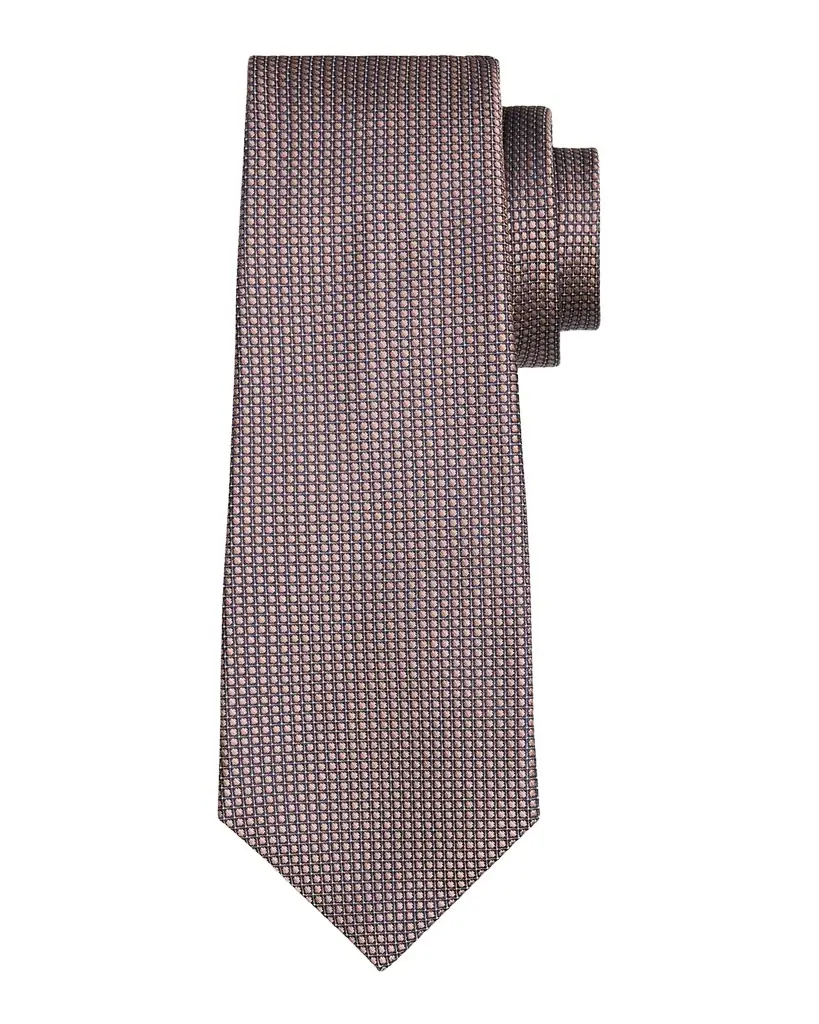 Kiton Men's Silk Geometric Jacquard Seven-Fold Tie
