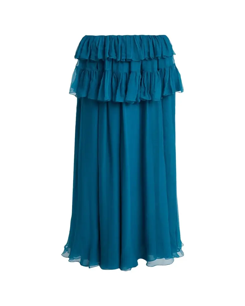 Chloe Tiered Ruffle Organic Silk Mousseline Maxi Skirt