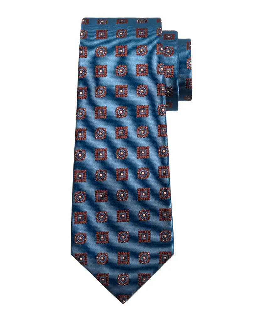 Kiton Men's Silk Geometric Jacquard Seven-Fold Tie